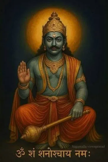 Traditional Shani Dev painting for Saturn mantra and remedies